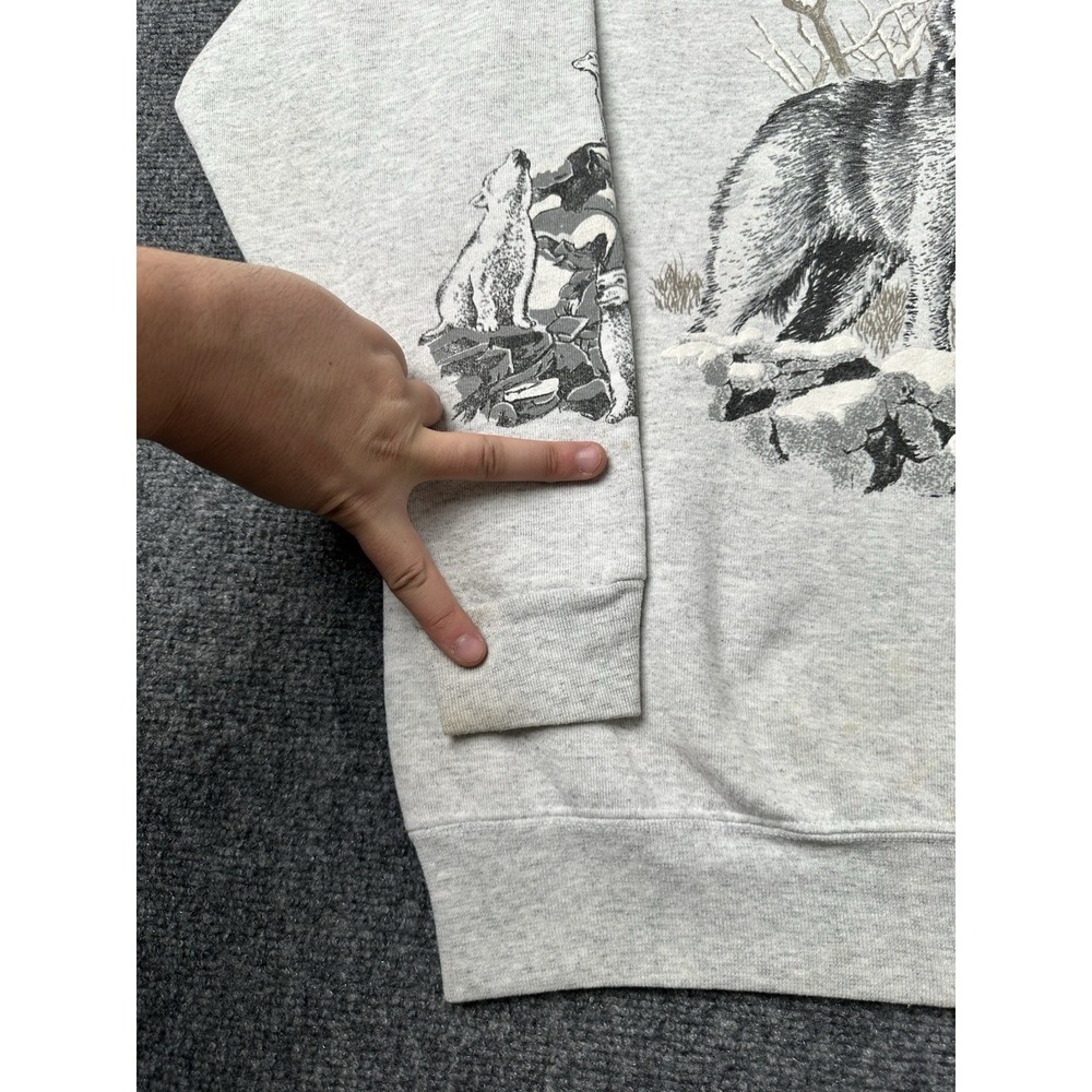 Mens Sweatshirt Pacific Sports Wolves Graphic Made in USA Gray, Size L/XL - Picture 7 of 10